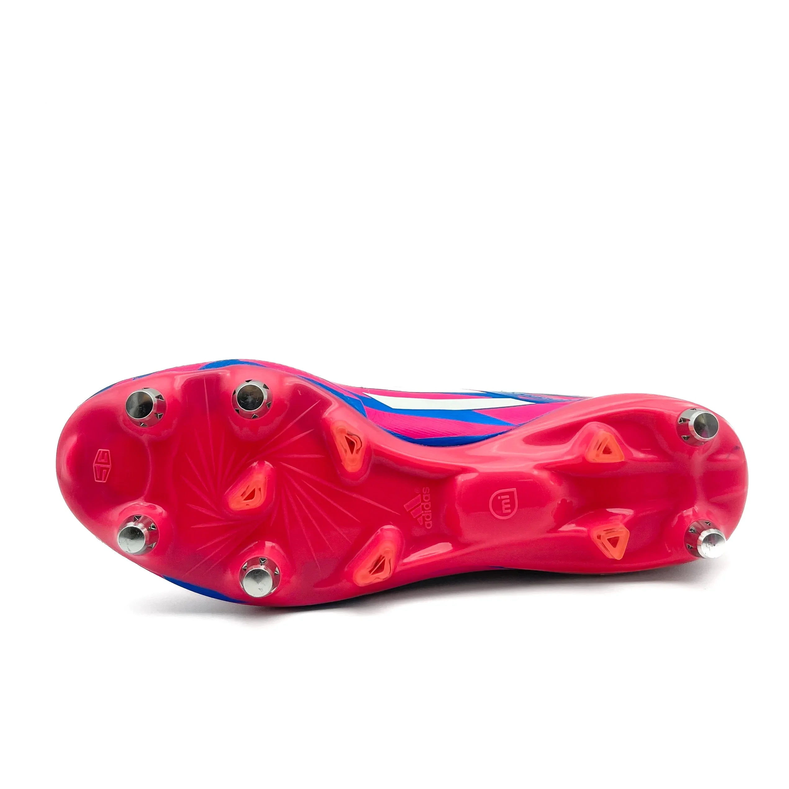 Adidas F50 Adizero SG Soccer Cleats - Solar Pink/Solar Blue | Lightweight Football Shoes for Men | Perfect for Turf & Grass Fields | Ideal for Professional Matches & Training