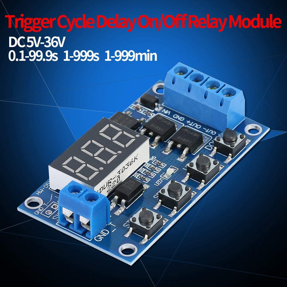 DC Timer Module - Digital LED Display Timer Switch with Cycle Delay, 5V-36V Relay Control for Home Automation, Industrial Equipment & DIY Electronics Projects