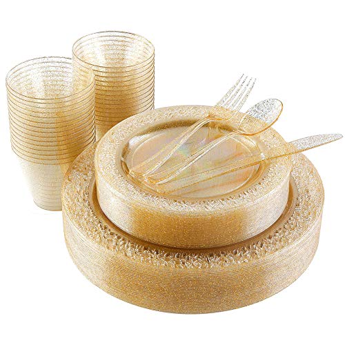 180pcs Gold Plastic Utensils
