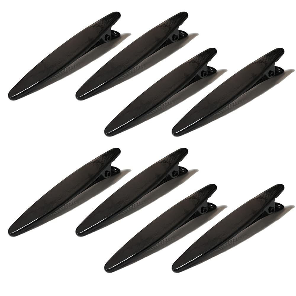 Ahoney 8-Piece No Bend No Crease Hair Clips Set - Duckbill & Alligator Hair Clips for Styling, Sectioning, Bangs & Makeup Application - Perfect for Women & Girls (Black) | Great for Salon, Home Hair Styling & Daily Use