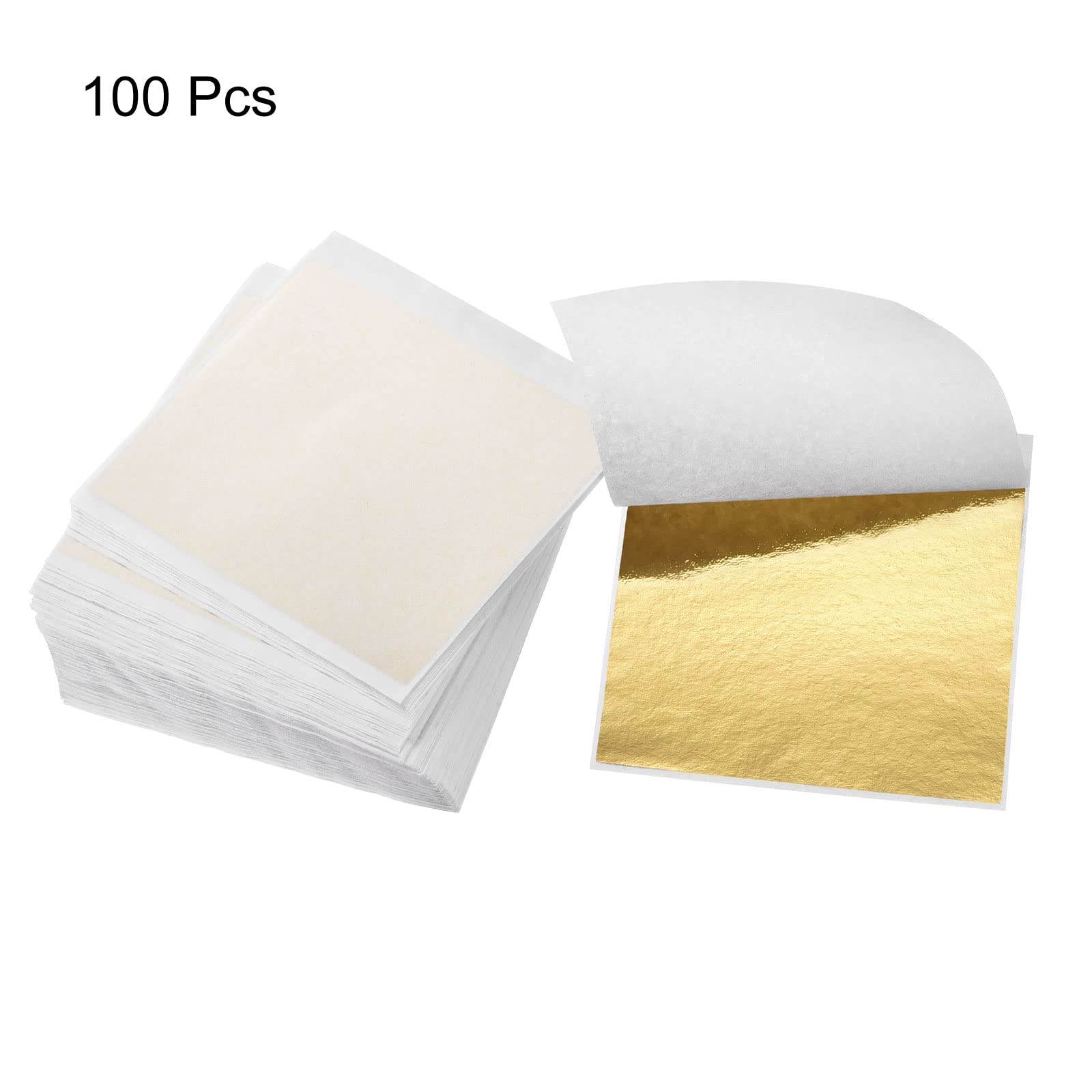 Premium Gold Leaf Foil Sheets for Art & Crafts - 3.3 x 3.1 Inch Genuine Gold Leaf Paper - 100 Pack for Gilding, Painting, Sculpture, DIY Home Decor & Wedding Invitations