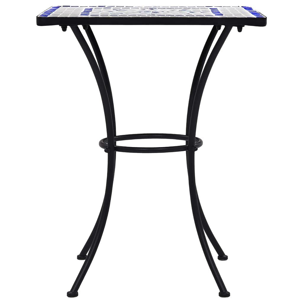 Blue and White Mosaic Outdoor Side Table - 23.6