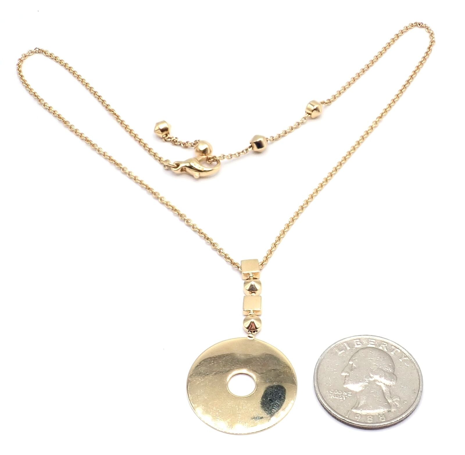 Authentic Bulgari Bvlgari Lucea 18K Yellow Gold Round Pendant Necklace for Women - Luxury Jewelry Gift for Anniversary, Birthday & Special Occasions