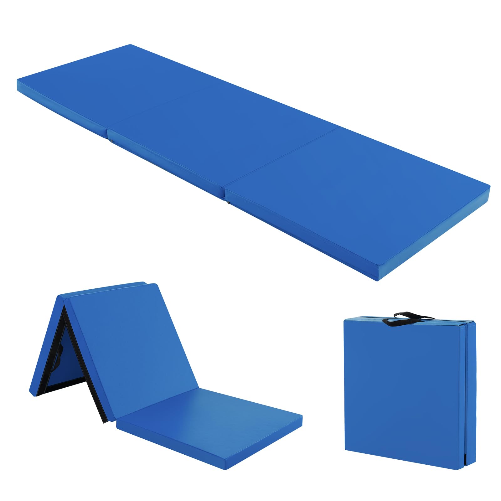 Giantex 6'x 2' Folding Gymnastics Mat - 2 Inch Thick Tumbling Mat with Hook & Loop Fastener & Carrying Handles - Portable Exercise Mat for Home Gym, Cheerleading, Yoga, Kids Play & Adult Fitness Training