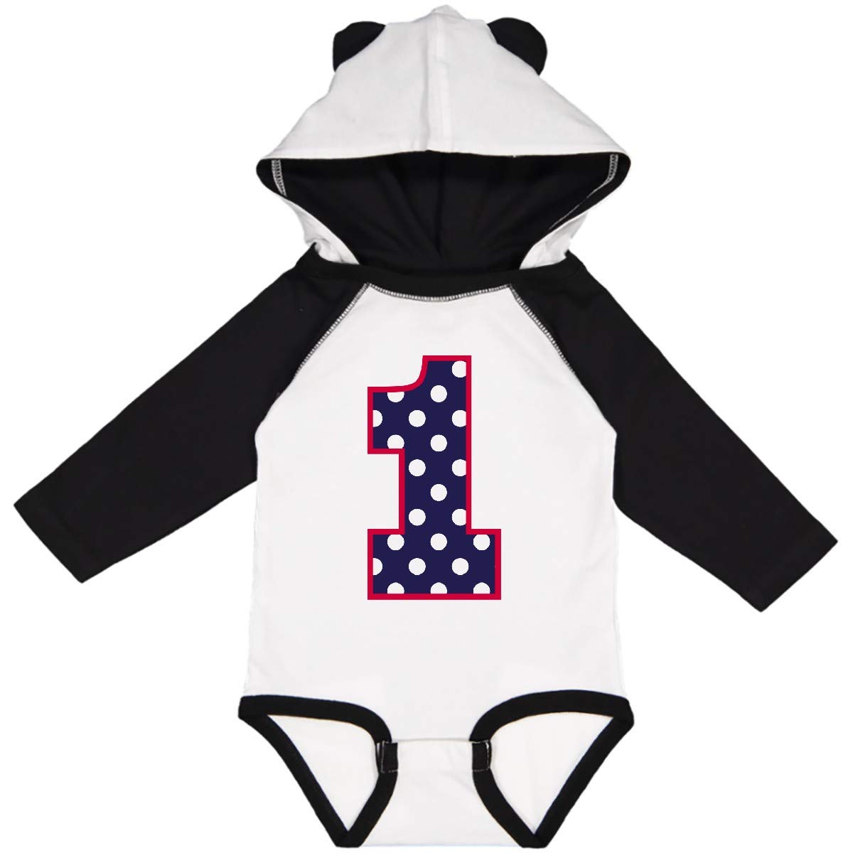 Inktastic 1st Birthday Polka Dot Baby Bodysuit - 1 Year Old Long Sleeve Creeper Outfit for Boys & Girls - Perfect for Birthday Photos, Parties & Special Occasions