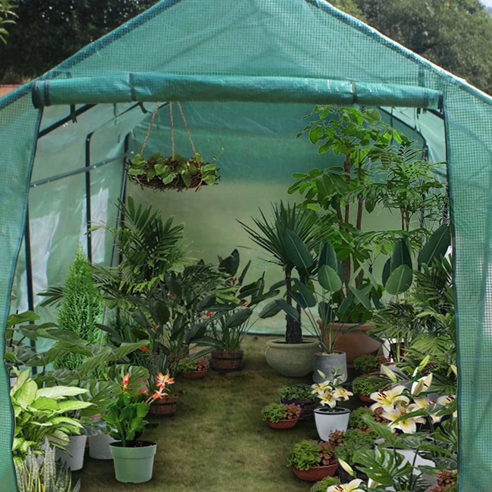 Heavy Duty 15x7x7 ft Greenhouse Tent with Steel Frame - Durable Plant Growing Shelter for Outdoor Gardening, Backyard Farming & Seasonal Plant Protection