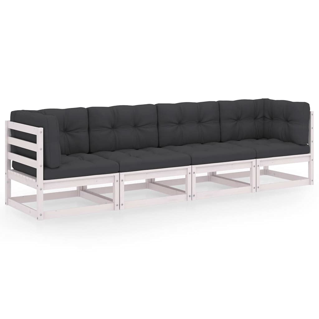 4-Piece Outdoor Garden Lounge Set - All-Weather 4-Seater Patio Sofa with Cushions, Solid Pinewood Furniture for Backyard, Deck & Poolside Relaxation | Durable Conversation Set for Outdoor Entertaining & Lounging