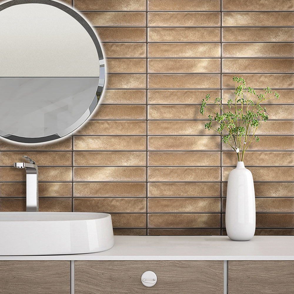 Handmade Mykonos Terracotta 50X250 Zellige Matte Subway Tile - Perfect for Kitchen Backsplash, Bathroom Walls & Mediterranean Style Home Decor