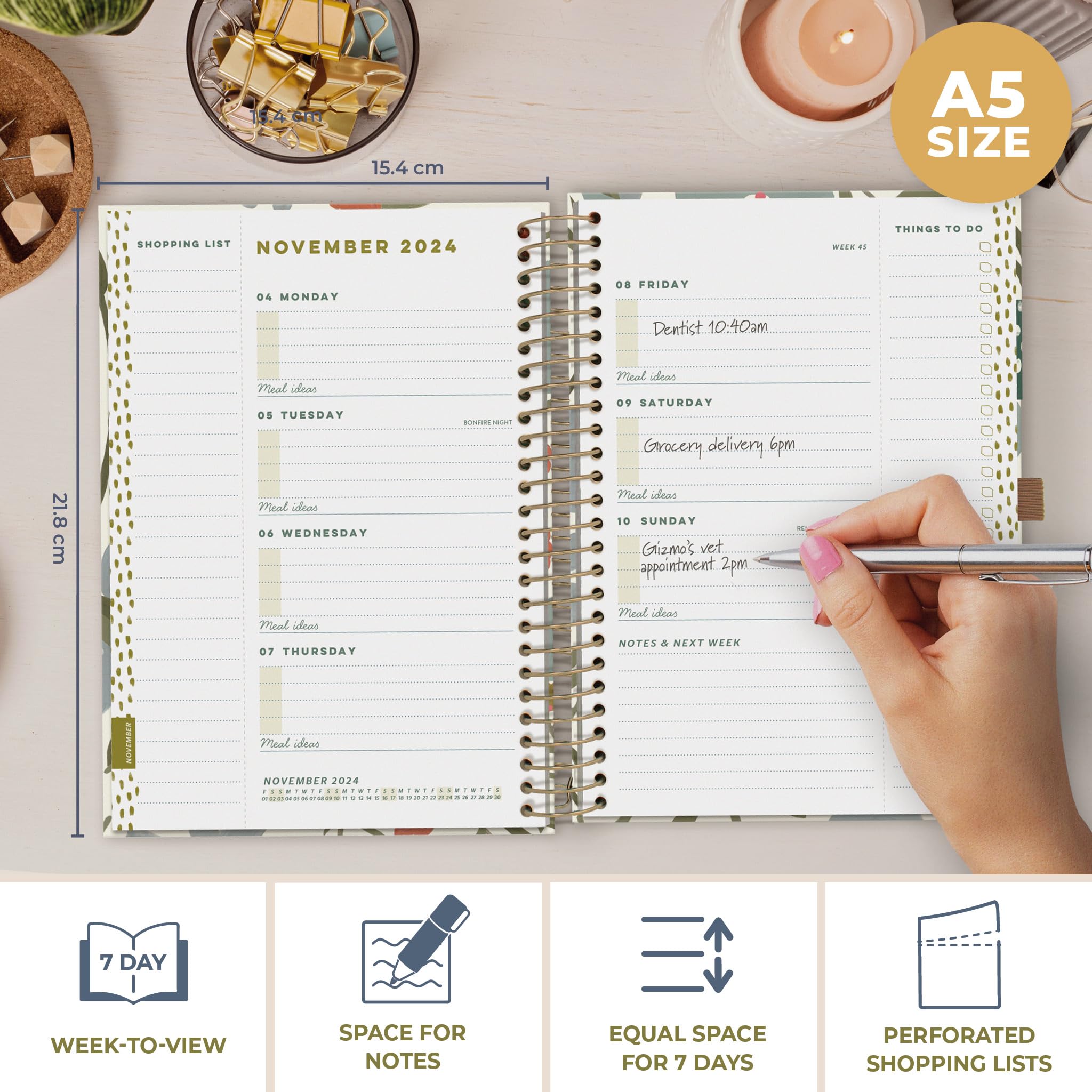 **Boxclever Press Life Book 2025 Diary - A5 Weekly Planner (August 2024 - December 2025) with Shopping Lists, Planning Pages & Stickers - Perfect for Work, School & Personal Organization**