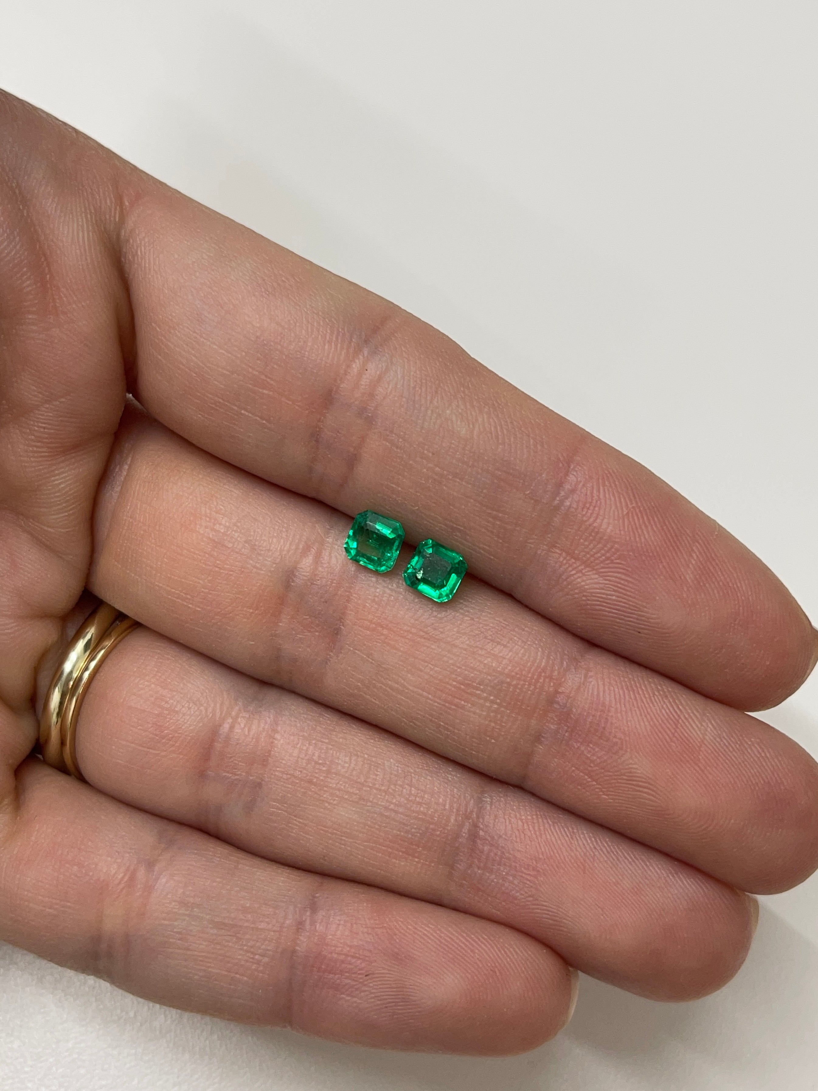 1.13tcw 5x5 Matching AAA Muzo Green Loose Colombian Emeralds - Asscher Cut Gemstones for Jewelry Making & Engagement Rings
