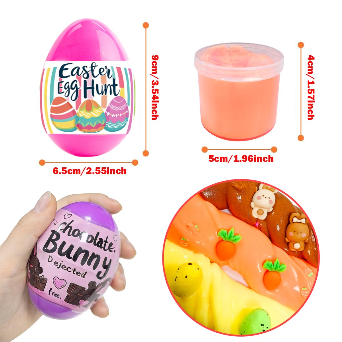 4 Pcs PreFilled Easter Eggs with Slime & Charms - Fun Easter Egg Hunt Toys for Kids, Boys & Girls - Easter Basket Stuffers, Party Favors & Gifts - Great for Easter Celebrations, Birthday Parties & Classroom Activities
