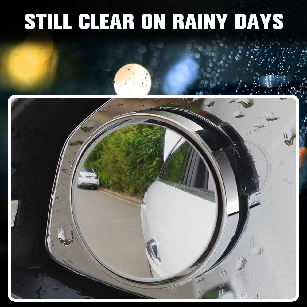 2024 New Suction Cup Car Convex Blind Spot Mirror 2PCS - 360° Wide Angle Side Mirror for All Vehicles (Silver) | Enhanced Safety, Easy Installation | Perfect for Parking, Lane Changing & Blind Spot Monitoring