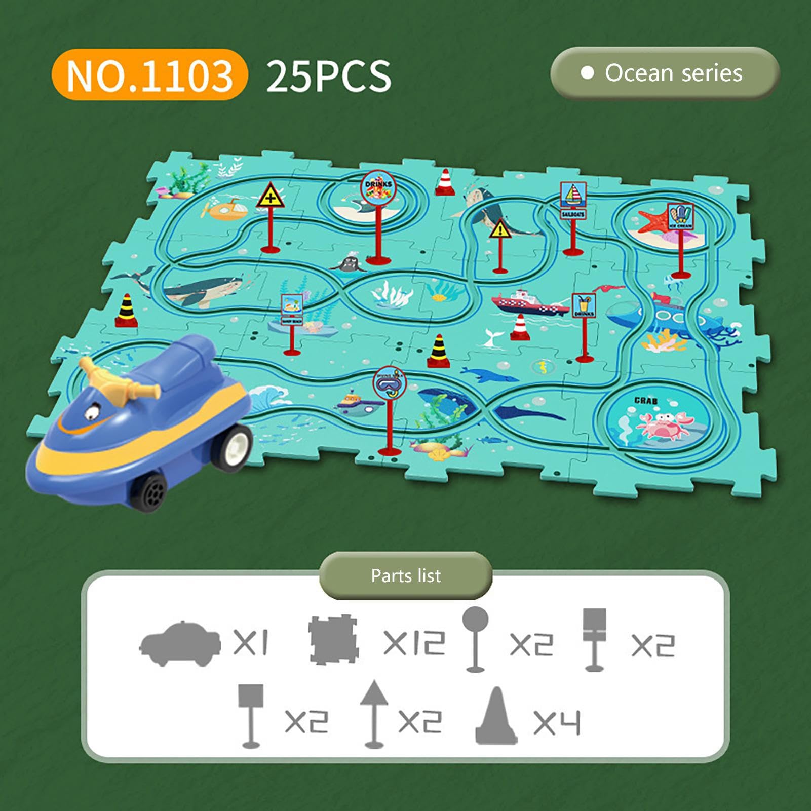 DIY Electric Cart Toy Set - Montessori Educational Puzzle Car Track for Kids with Vehicles - Perfect for Christmas Gifts & STEM Learning Activities