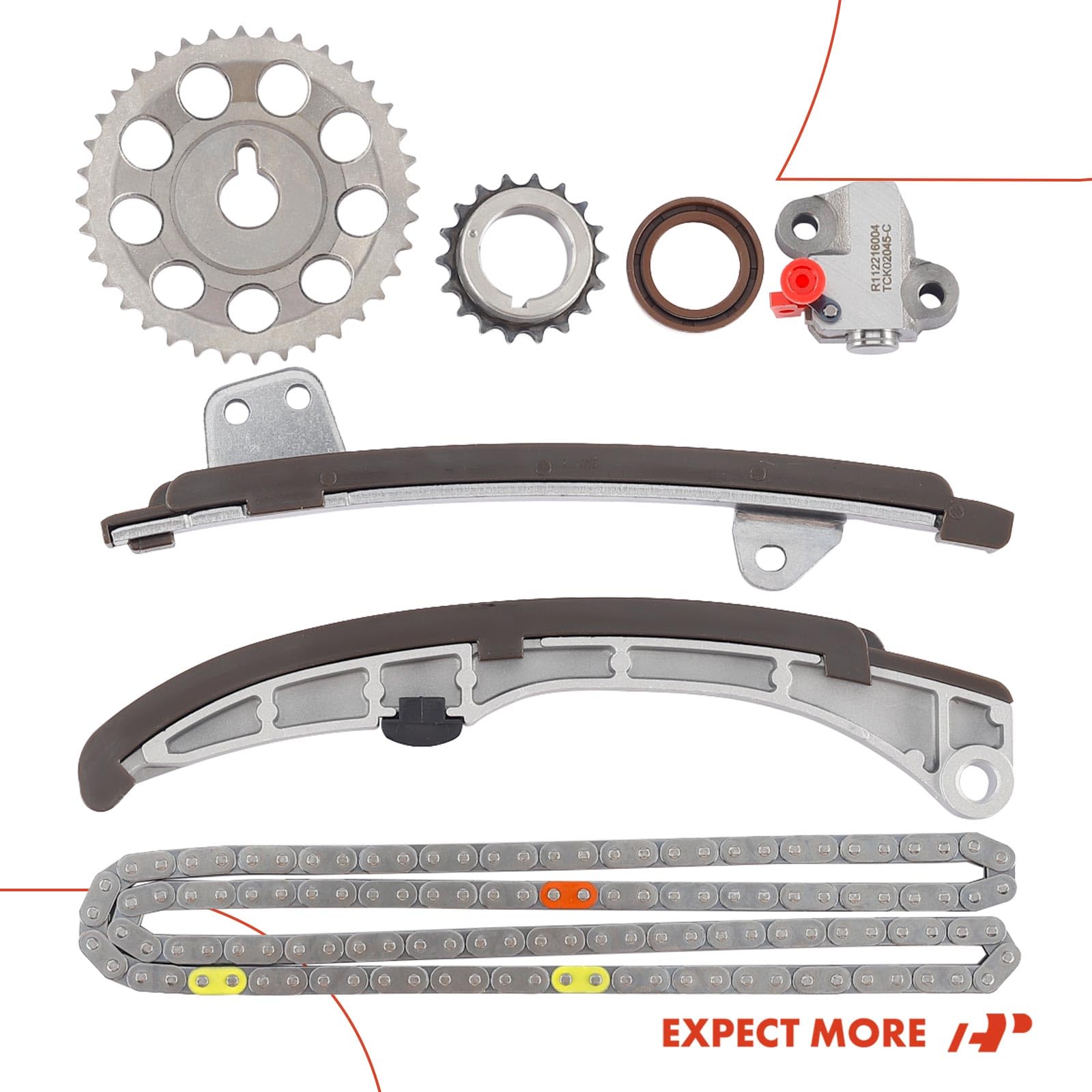 Premium Engine Timing Chain Kit with Guide Rail, Sprocket & Tensioner - Compatible with Toyota Echo, Prius 2004-2009, Prius C 2012-2013, Yaris 2006-2015 & Scion xB xA 2004-2006 - Fits DOHC 4Cyl 1.5L Engines - Perfect for Engine Repair & Maintenance