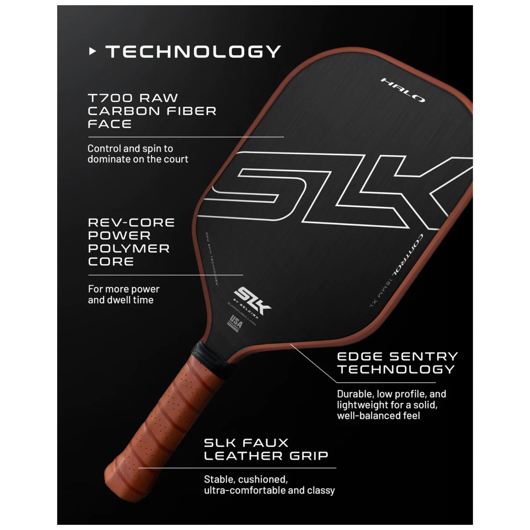 Selkirk SLK Halo Pickleball Paddle - Premium Carbon Fiber Paddle for Control & Power - Perfect for Indoor & Outdoor Pickleball Games