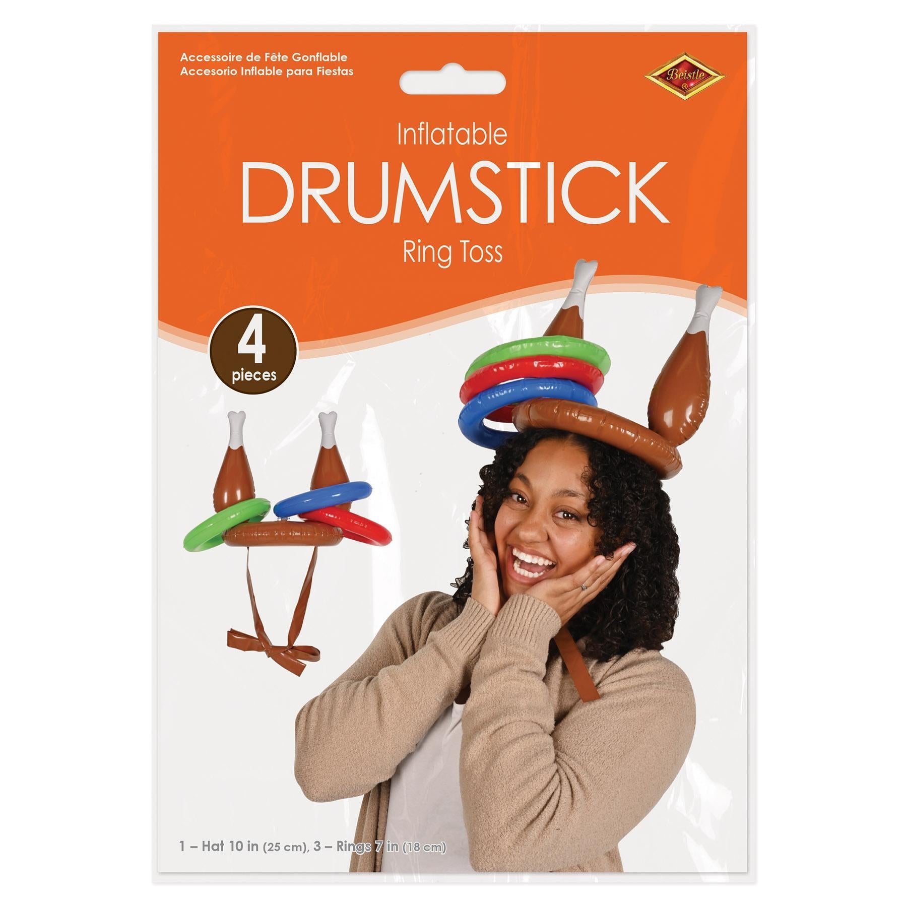 12 Pack Beistle Inflatable Drumstick Ring Toss Game - Fun Outdoor Party Games for Kids & Adults - Perfect for Birthday Parties, BBQs, and Backyard Activities