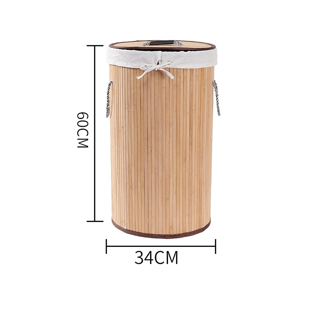 Handmade Bamboo Laundry Basket with Lid - Large Woven Storage Basket for Clothes, Portable Clothing Organizer | Perfect for Bedroom, Bathroom, Laundry Room & Dorm Organization