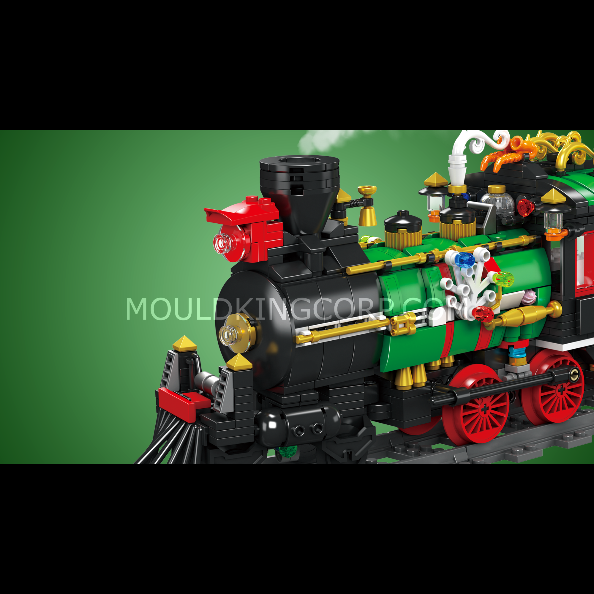 MOULD KING 12012 Christmas Train Building Set with LED Lights & Music | 1,457 PCS Holiday Model Train for Christmas Village Display & Winter Decorations