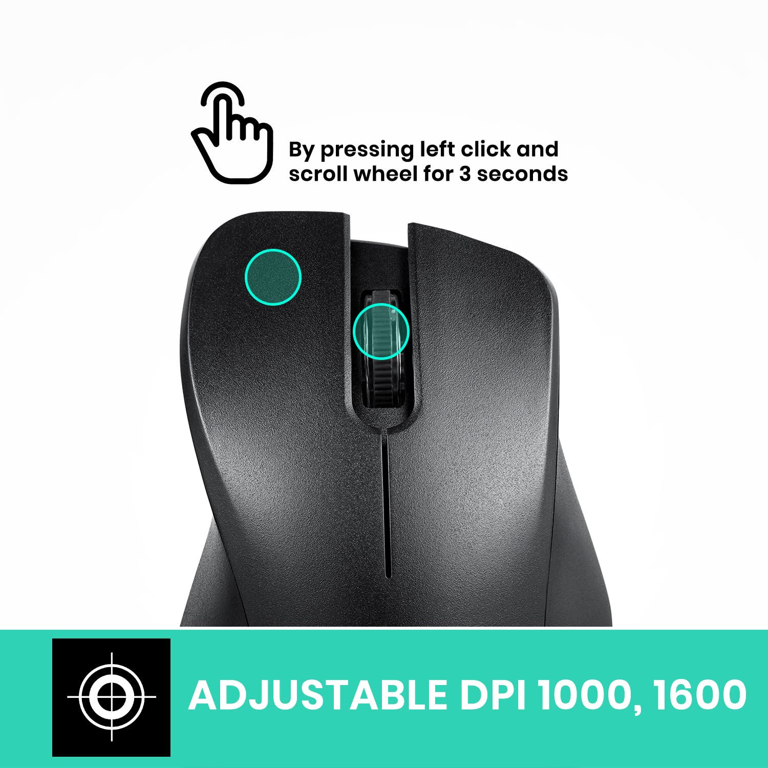 Perixx PERIMICE-621B Wireless Silent Mouse - Ergonomic Design, 2.4GHz USB Receiver for PC & Laptop - Black | Perfect for Office, Home & Quiet Workspaces