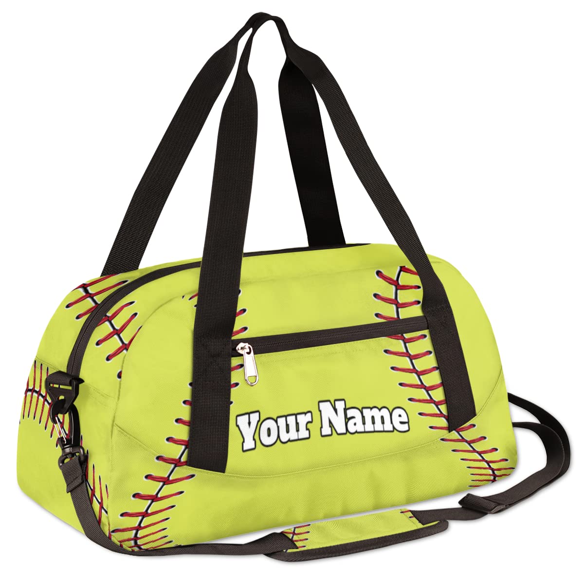 Personalized Name Baseball & Softball Duffle Bag - Custom Text Gym Bag for Kids & Teens - Waterproof Sports Overnight Weekender for Travel, Practice, School & Camp (Boys & Girls)
