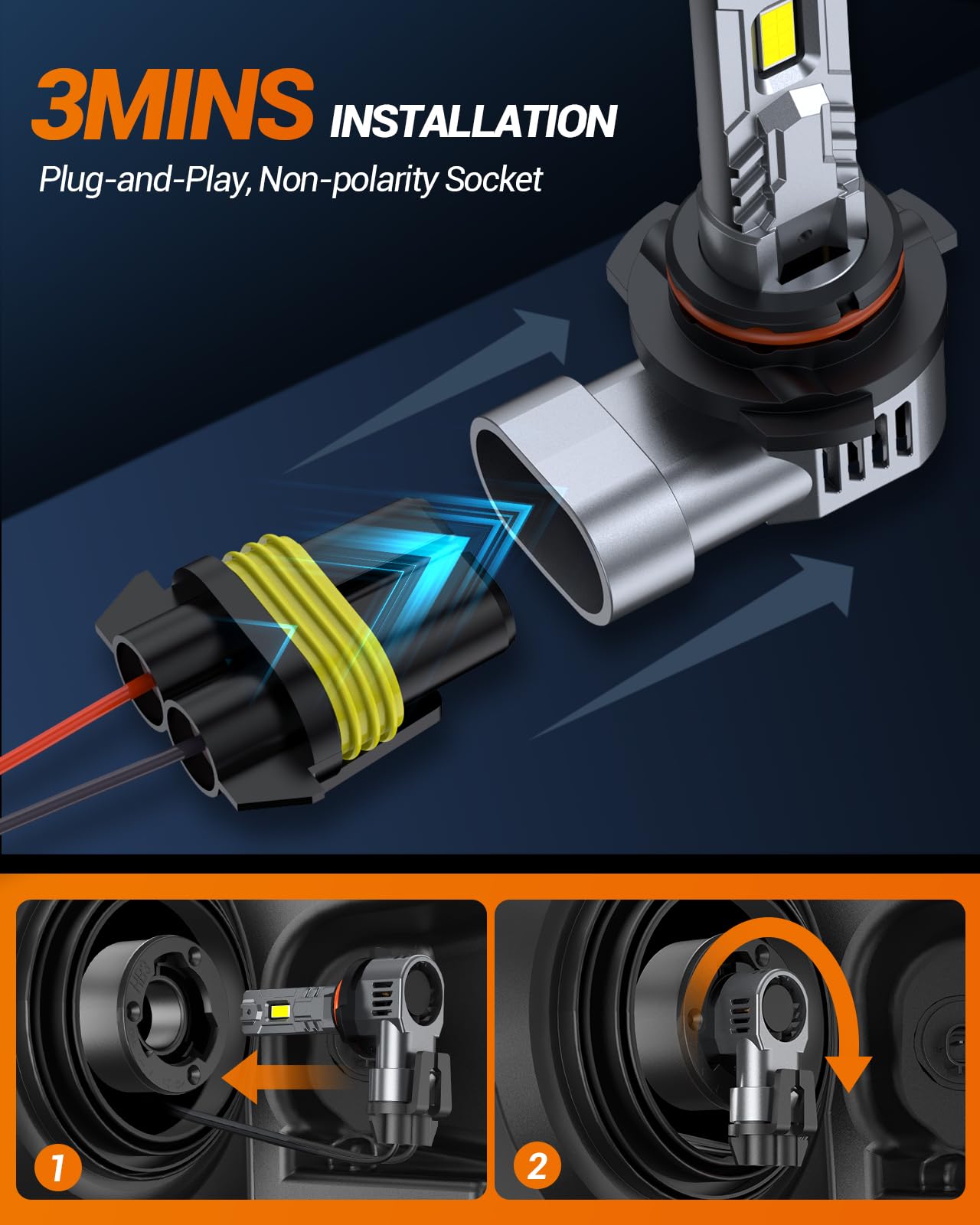 SEALIGHT S2S 9005/HB3 9006/HB4 LED Headlight Bulbs Combo - 44,000LM Ultra Bright, 1:1 Design with Single Copper Tube & 14,000RPM Cooling Fan - Plug & Play - Pack of 4 - Perfect for Night Driving, Off-Roading & Foggy Conditions