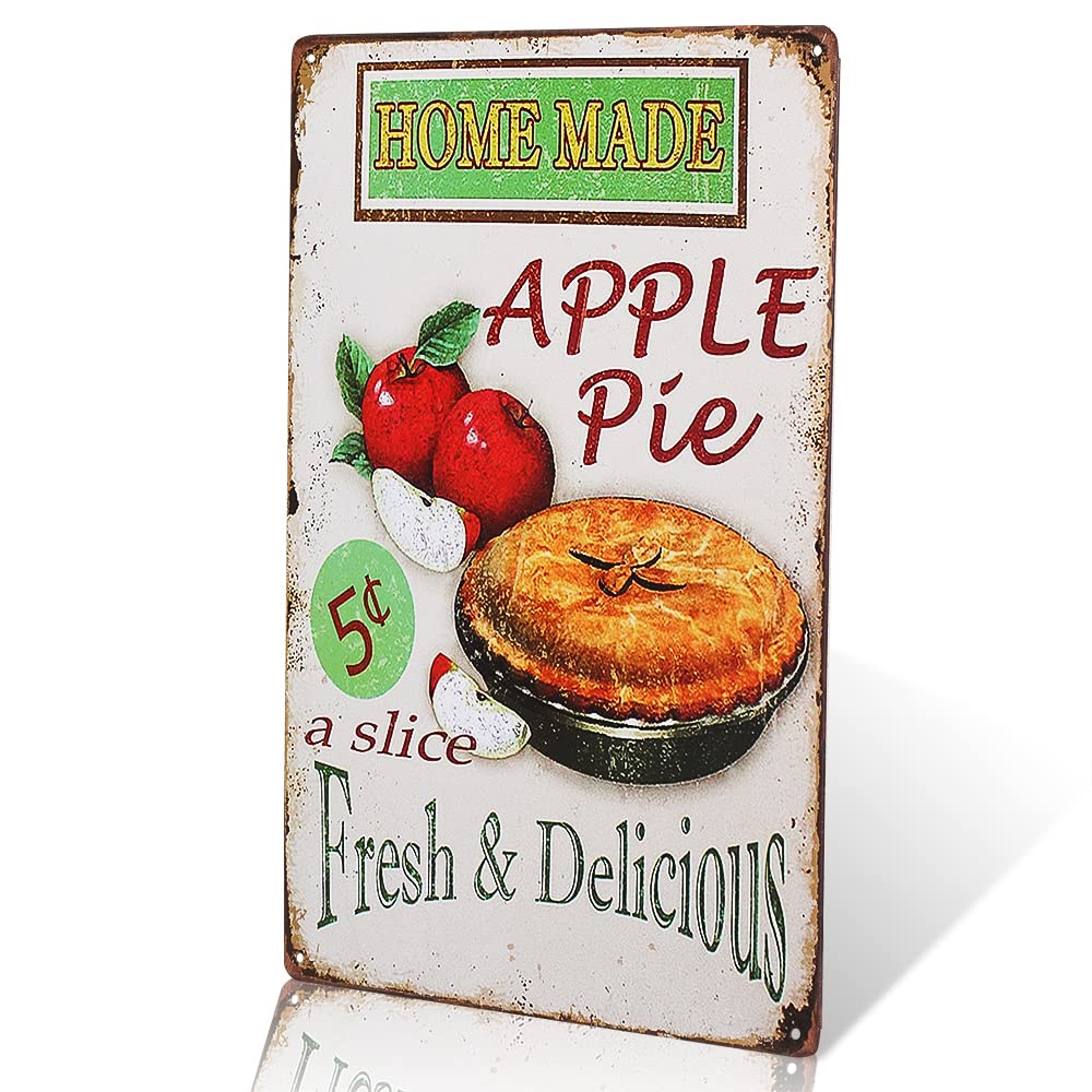 Vintage Home Decor Accessories - Handmade Apple Pie Art Wall Hanging for Farmhouse, Kitchen & Dining Room Decor