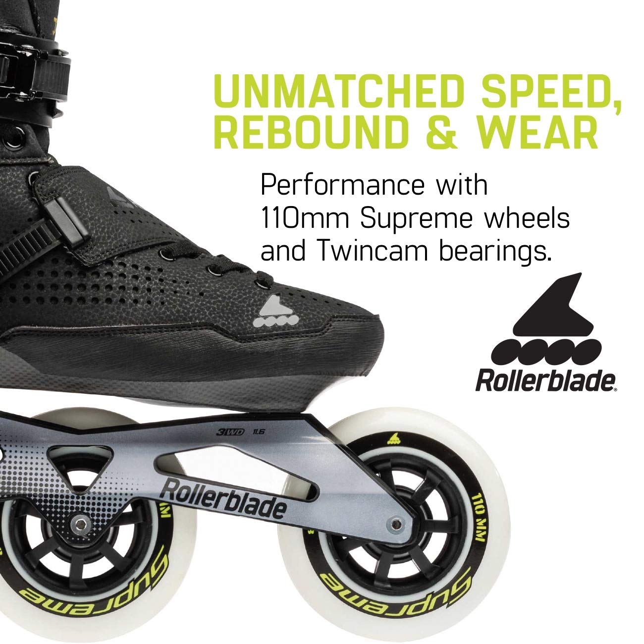 Rollerblade E2 110 Unisex Adult Fitness Inline Skates - Black | High-Performance Wheels for Smooth Ride | Perfect for Outdoor Exercise, Fitness Training & Recreational Skating