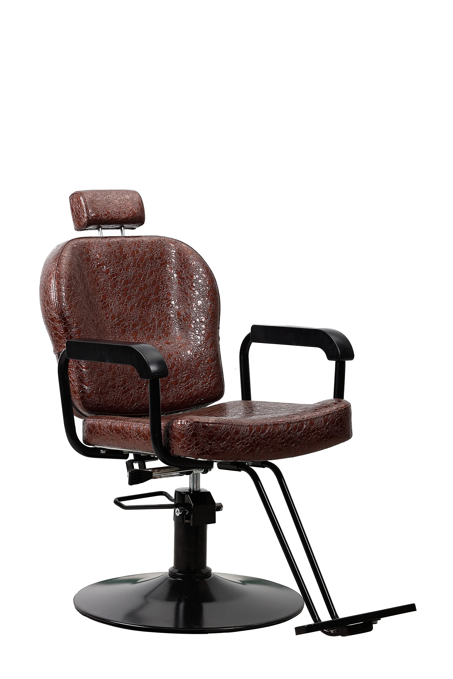 Professional Hydraulic Barber Chair - Adjustable Brown Styling Salon Chair for Hairdressers & Beauty Salons | Perfect for Haircuts, Styling & Barber Services