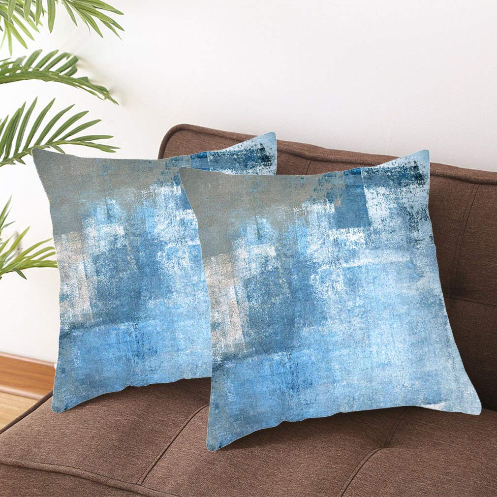 Blue Decorative Throw Pillow Covers 18x18 Inch - Set of 2 Soft Couch Cushion Covers for Living Room, Bedroom & Sofa - Perfect for Home Decor, Accent Pillows and Cozy Comfort