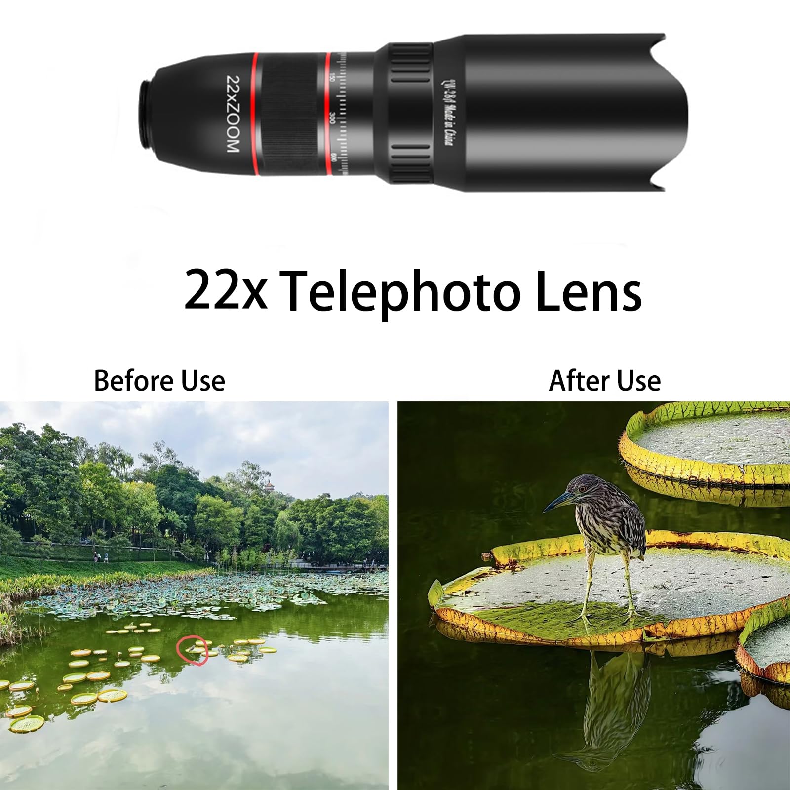 6 in 1 Cell Phone Camera Lens Kit - 22x Telephoto, 180° Fisheye, 120° Wide Angle & 20x Macro Lens with Tripod - Universal Clip Compatible with iPhone & Android Smartphones - Perfect for Travel, Vlogging & Close-Up Photography