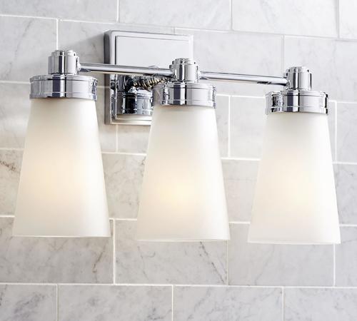 Pottery Barn Pearson Triple Sconce Bathroom Light Fixture - Chrome Finish, Dimmable LED Vanity Lighting for Bathroom, Bedroom & Hallway