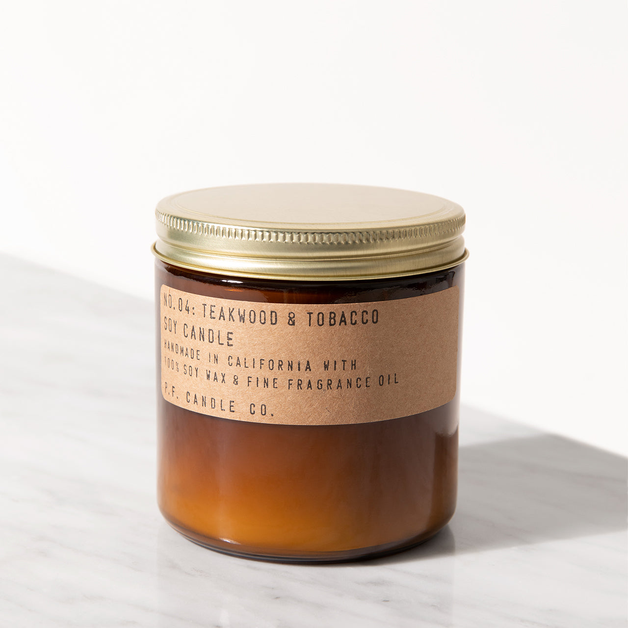 P.F. Candle Co 7.2oz Soy Candle - Teakwood & Tobacco Scent | Natural Soy Wax, Long-Lasting Fragrance | Perfect for Home, Office & Relaxation