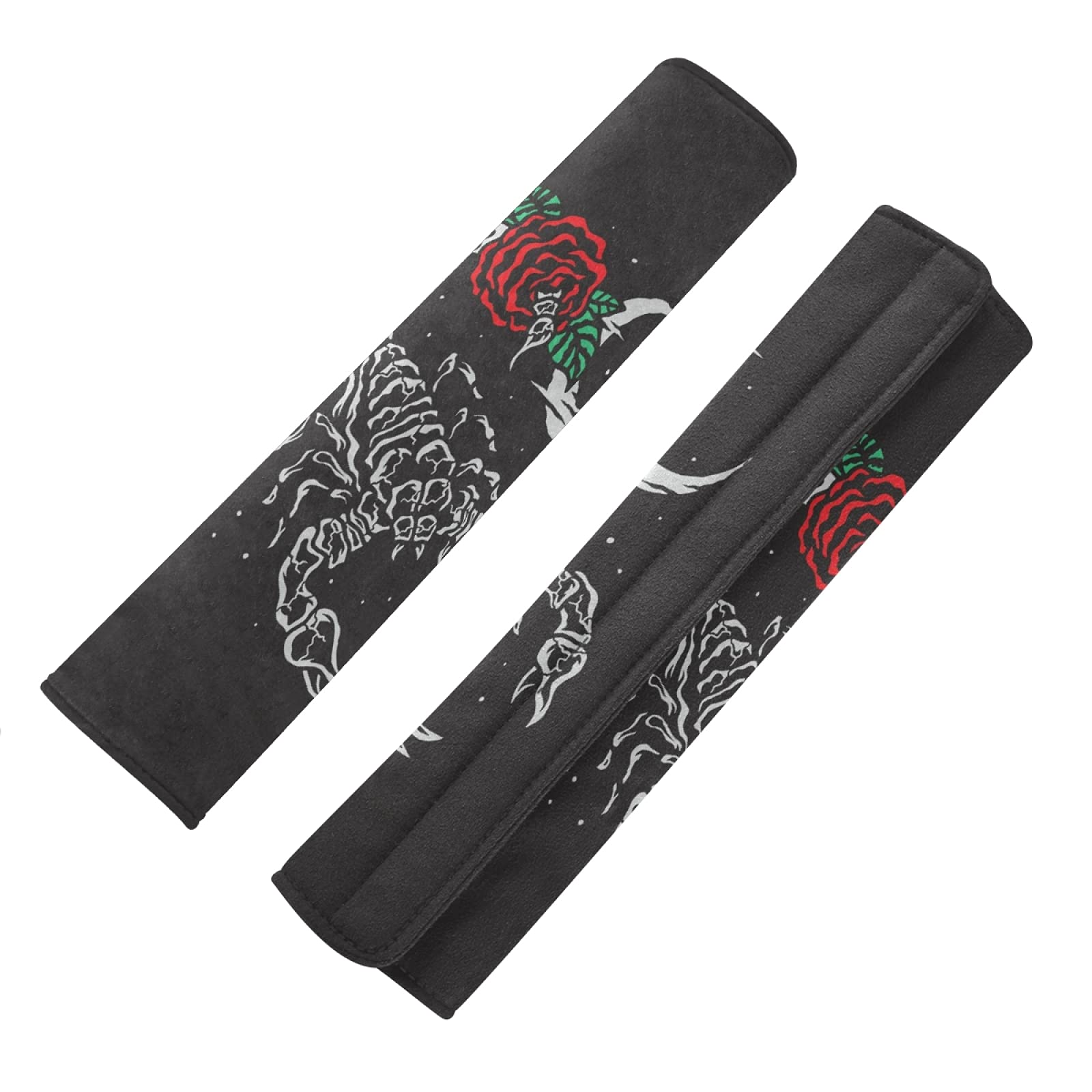 Scorpion Red Rose Flowers Crescent Moon Black Adjustable Car Seat Belt Pad Cover - Universal Shoulder Strap Cushion for Adults & Kids - Comfortable Driving Protection for Long Trips, Commuting, and Road Trips