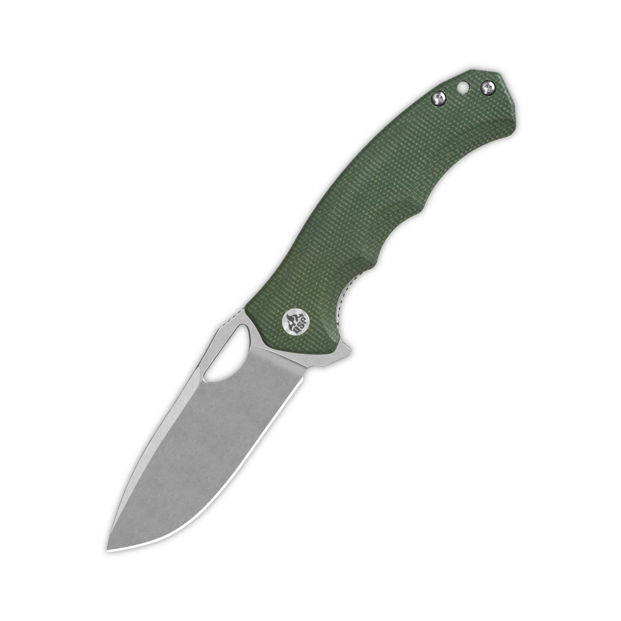 QSP Gorilla Liner Lock Pocket Knife - 14C28N Stainless Steel Blade with Green Micarta Handle - EDC Folding Knife for Camping, Hiking & Outdoor Survival