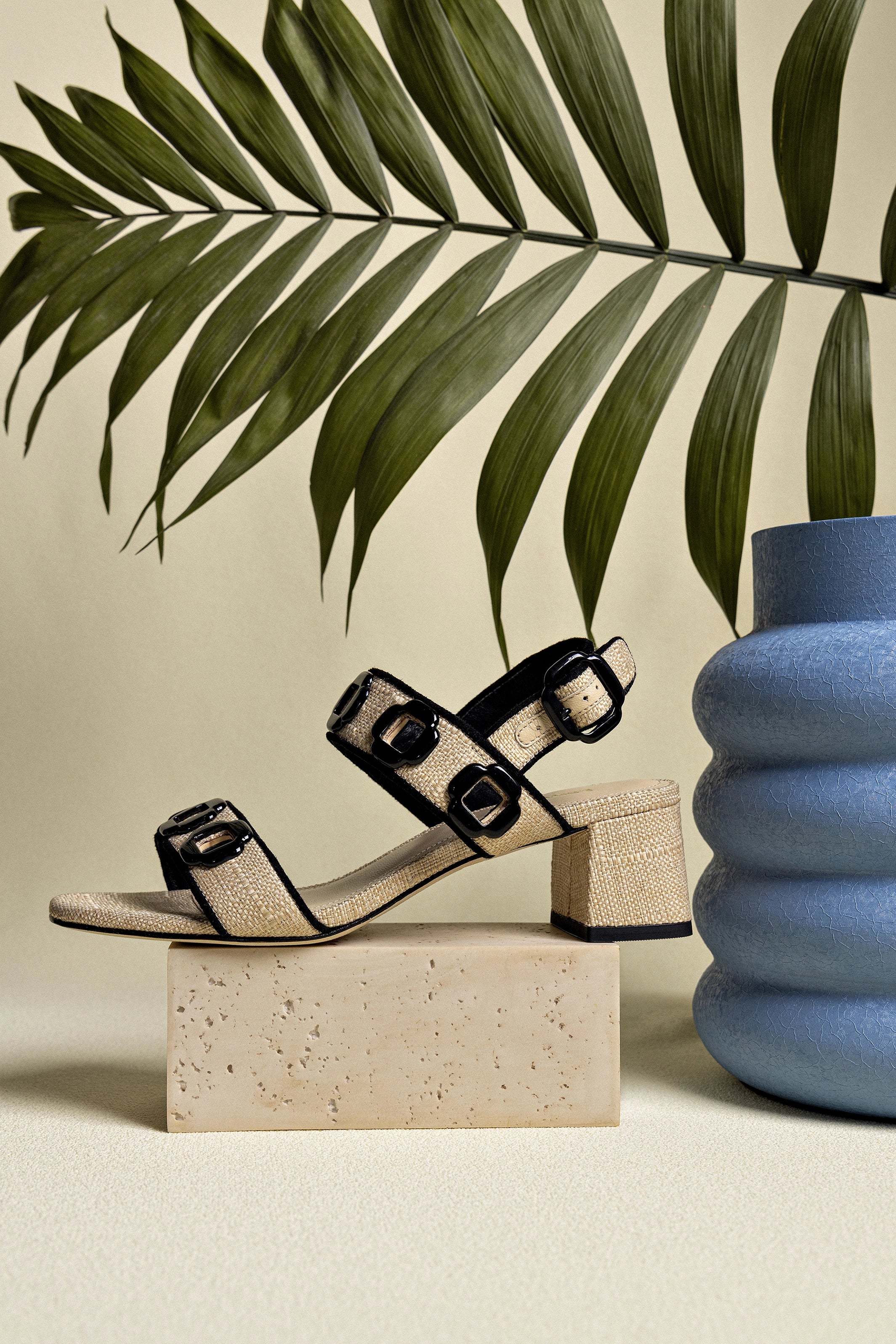 Milan Raffia Sandals in Beige with Black Trim - Comfortable Summer Beach Shoes for Women, Perfect for Vacation, Poolside, and Casual Outings