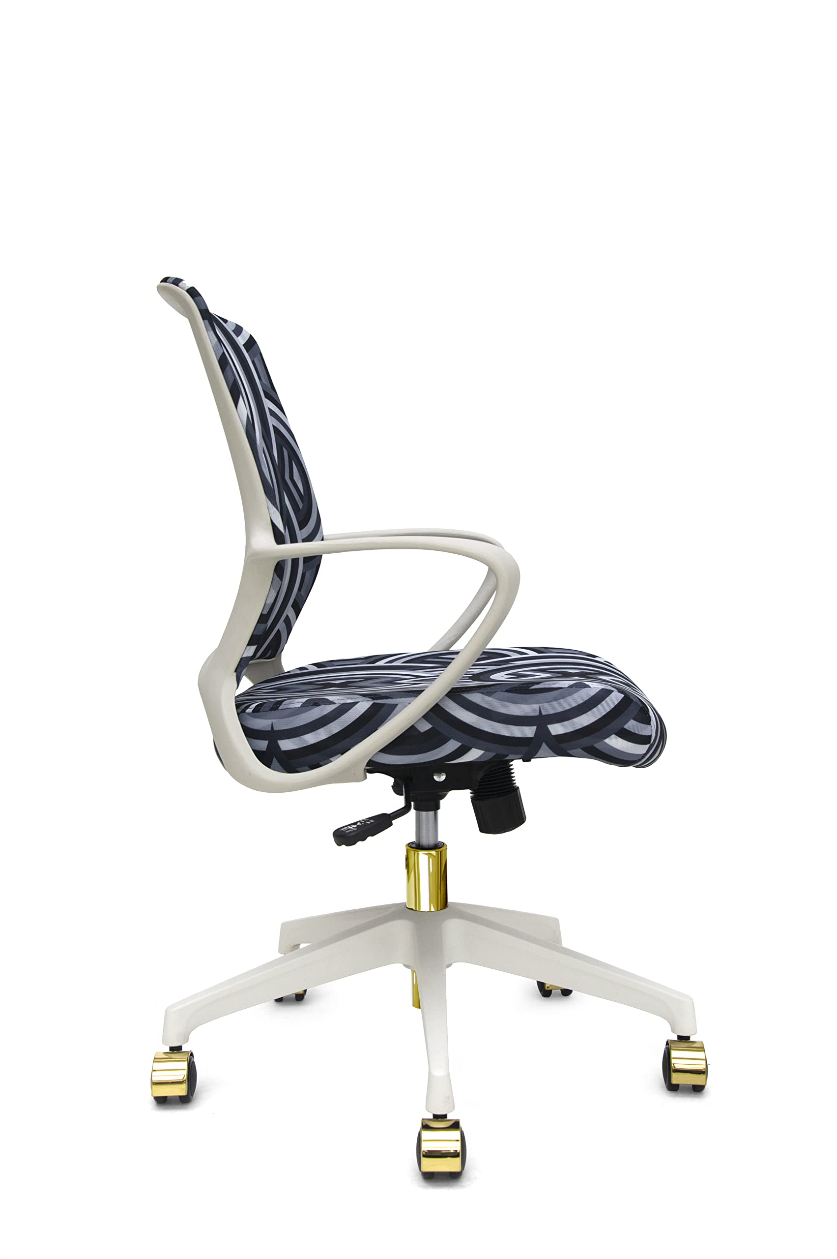Eurotech Seating Elizabeth Sutton Collection Gramercy Echo Print Task Chair - White Frame with Gold Accents - Ergonomic Home Office Desk Chair for Work & Study - Perfect for Modern Workspaces & Home Offices