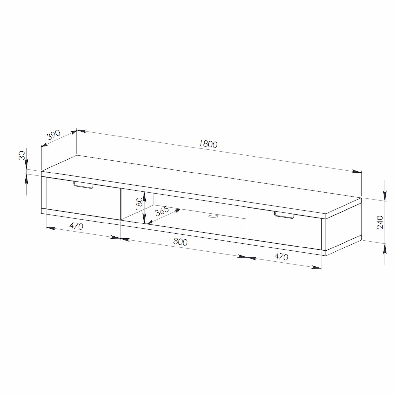 Wall Mounted Oak TV Stand 1800mm - Modern Entertainment Center with Storage Shelves - Perfect for Living Room, Bedroom & Home Theater Setup