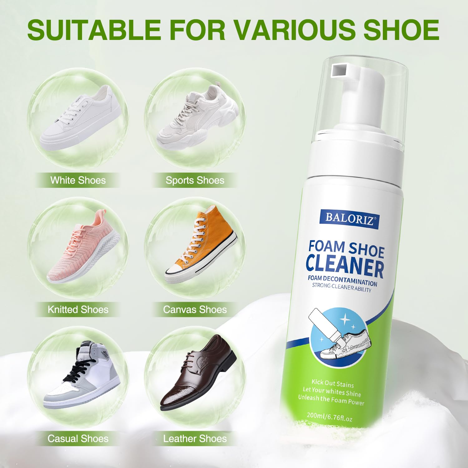 Best White Sneaker Cleaner Kit with Brush & Microfiber Towel - No-Rinse Foam Shoe Cleaner for Men & Women - Perfect for Nike, Adidas, Converse & More - Quick Cleaning Solution for Gym Shoes, Work Shoes & Everyday Wear