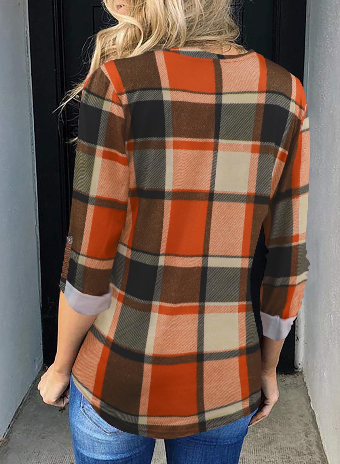Zyyfly Women's Plaid Shirts - Dressy Cuffed Long Sleeve Tops for Casual & Work | Office Wear, Date Night & Everyday Outfits