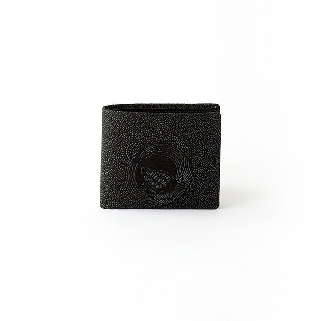 Premium Japanese Deerskin Leather Wallet with Urushi Lacquer - Crane & Turtle Design in Gray & Black | Handmade in Japan | Elegant Fold Wallet for Men & Women | Perfect for Gifts, Travel & Everyday Use