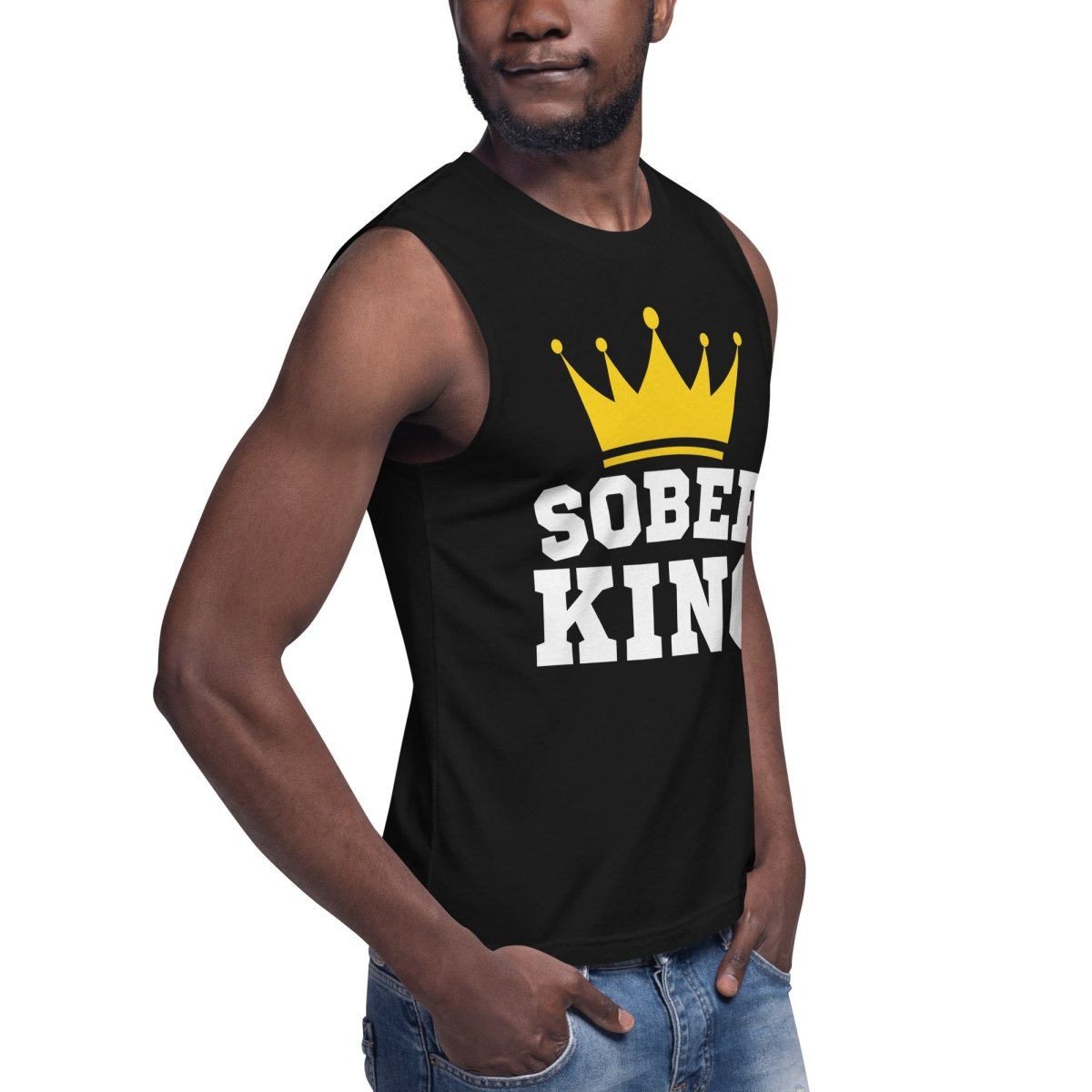 Sober King Majesty Muscle Shirt for Men - Premium Workout & Gym Tank Top - Perfect for Bodybuilding, Fitness Training & Casual Wear