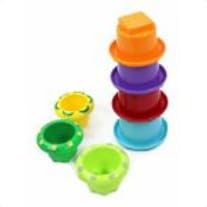 INTERNATIONAL PLAYTHINGS LLC Stack and Nest Cups - 6 Piece Colorful Baby Toy Set for Early Learning & Sensory Play | Perfect for Bath Time, Beach, and Toddler Developmental Activities