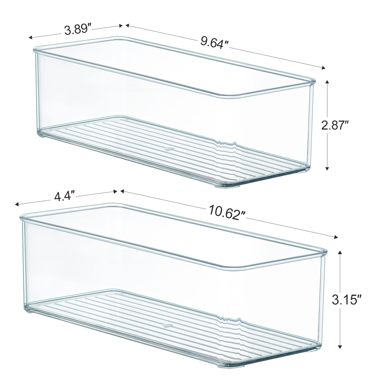 Hudgan 8-Pack Clear Plastic Drawer Organizers Set - Stackable Deep Drawer Bins for Makeup Vanity, Desk & Bathroom Storage (2 Sizes) - Perfect for Organizing Cosmetics, Office Supplies & Toiletries