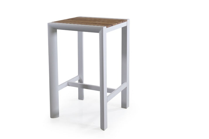 Premium Outdoor Square Bar Set - Brookvale Alfresco Collection in White (100% FSC® Certified Teak Wood) - Perfect for Patio, Garden & Backyard Entertaining