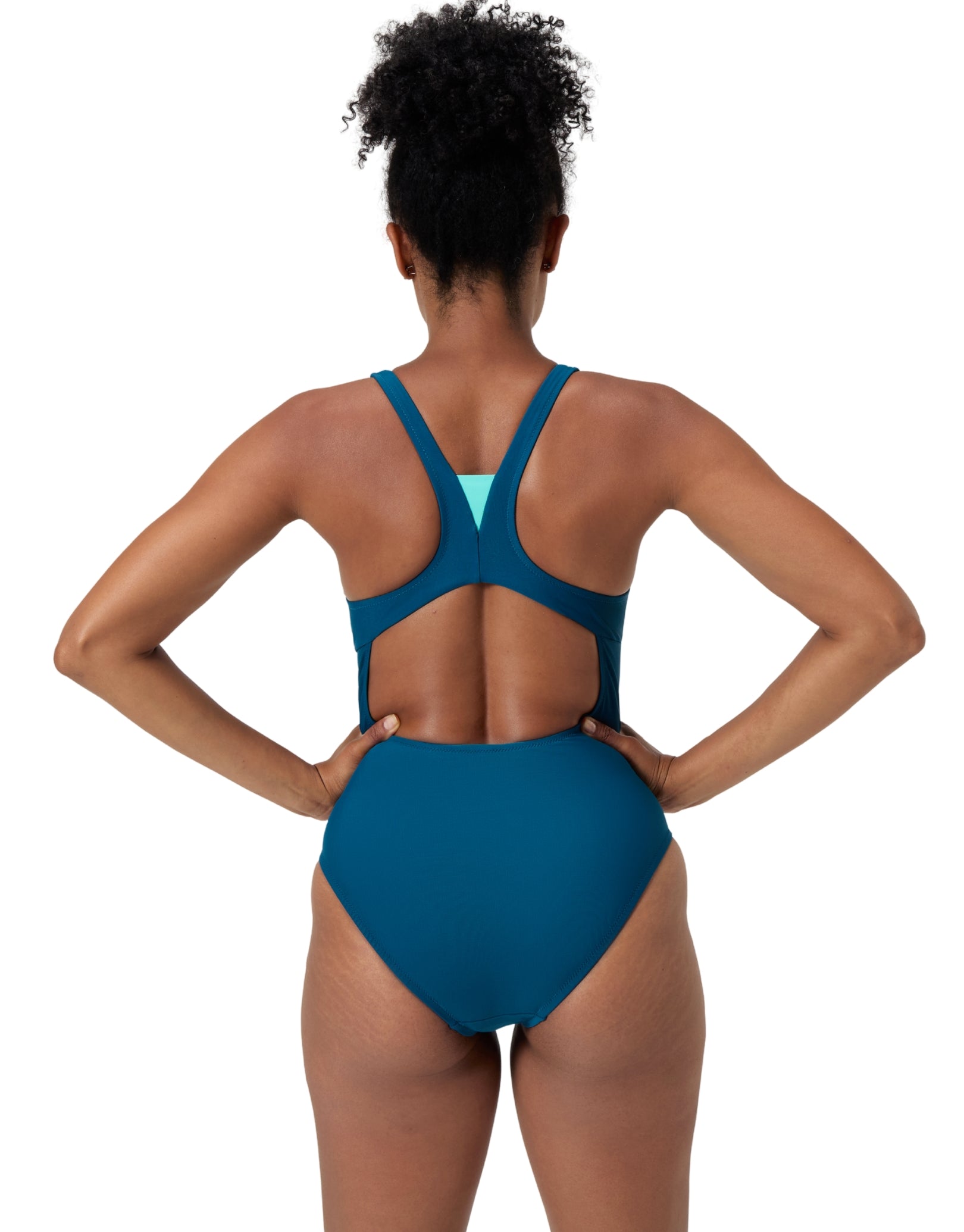 Premium High Neck One-Piece Swimsuit for Women - Dark Teal Solid Color, Tummy Control & Full Coverage - Perfect for Swimming, Beach Vacation & Water Sports
