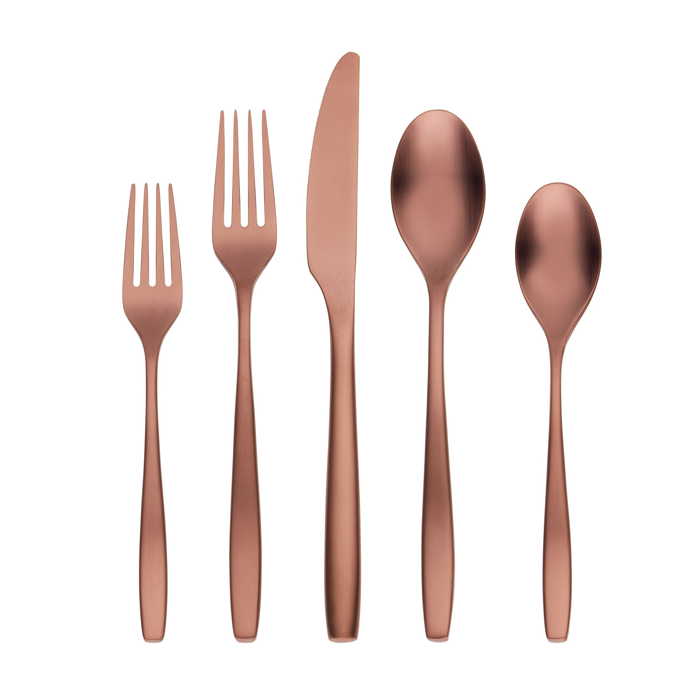 Premium Averie Copper Satin 20-Piece Flatware Set - Stainless Steel Silverware with Elegant Hammered Finish - Perfect for Dinner Parties, Wedding Gifts & Formal Dining