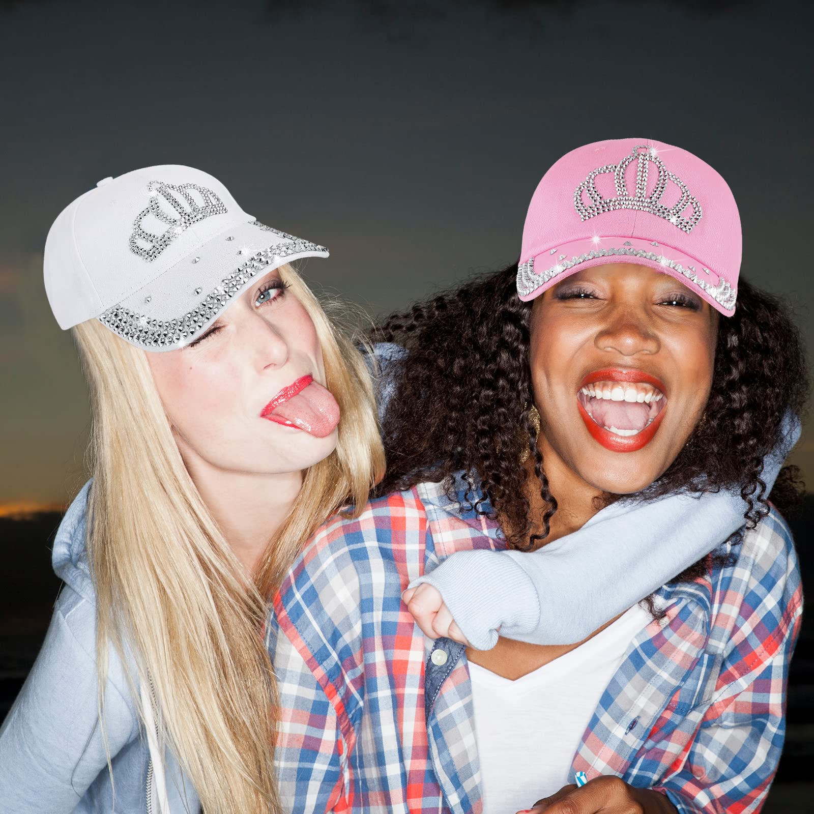 Jeyiour 3 Pack Rhinestone Baseball Caps for Women - Adjustable Bling Crown Hats with Jeweled Denim Design - Perfect for Golf, Cowboy Balls, Sun Protection & Costume Accessories | Stylish Cotton Hats for Everyday Wear