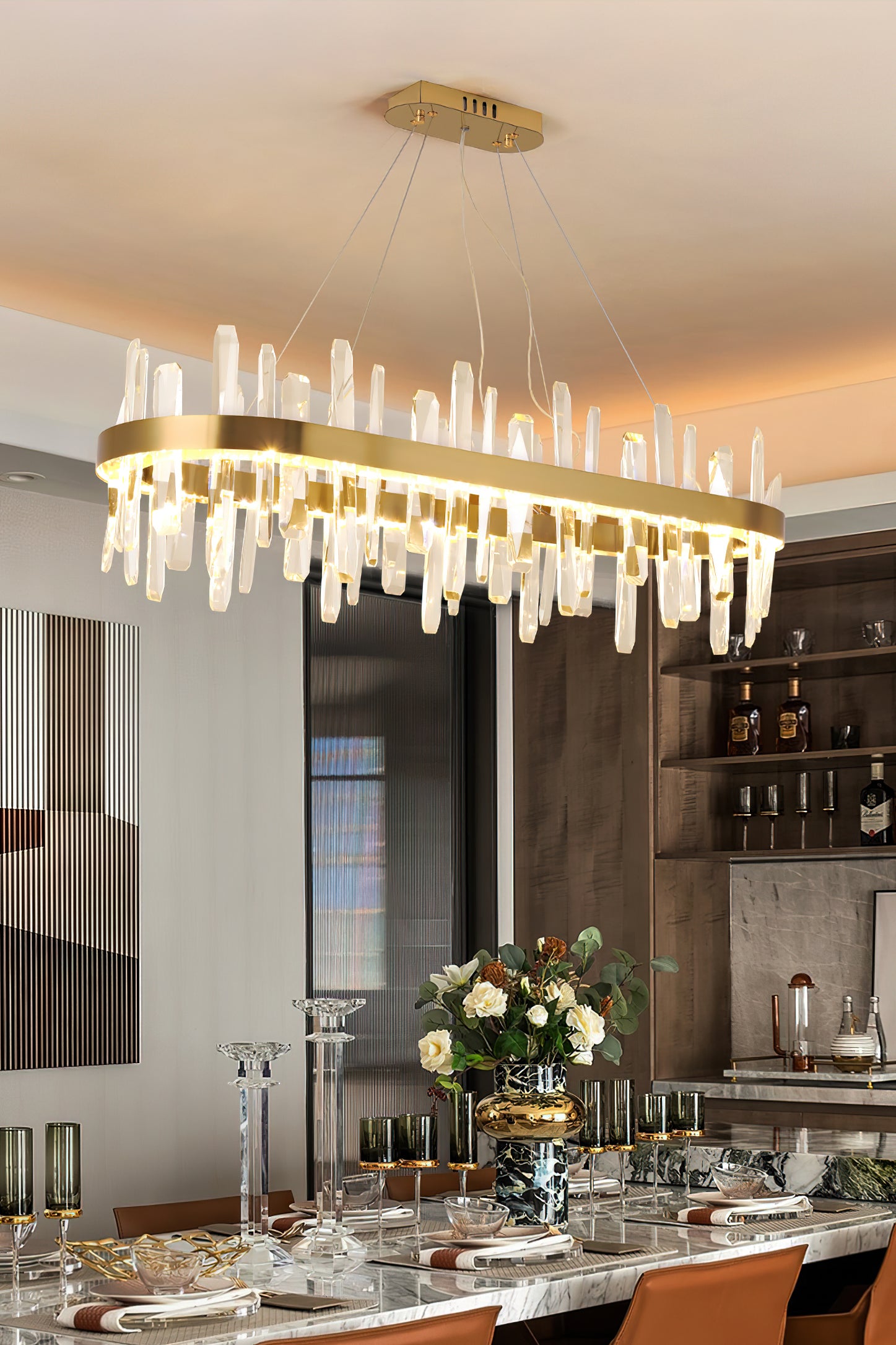 Royal Crystal Chandelier - Elegant Ceiling Light Fixture for Dining Room, Living Room & Bedroom | Luxury Home Decor Lighting