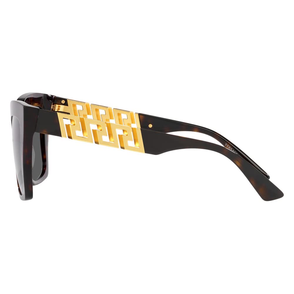 Versace VE 4418F Havana Square Sunglasses - Dark Grey Lenses for Men & Women | UV Protection, Fashion Statement for Beach, Driving & Outdoor Activities