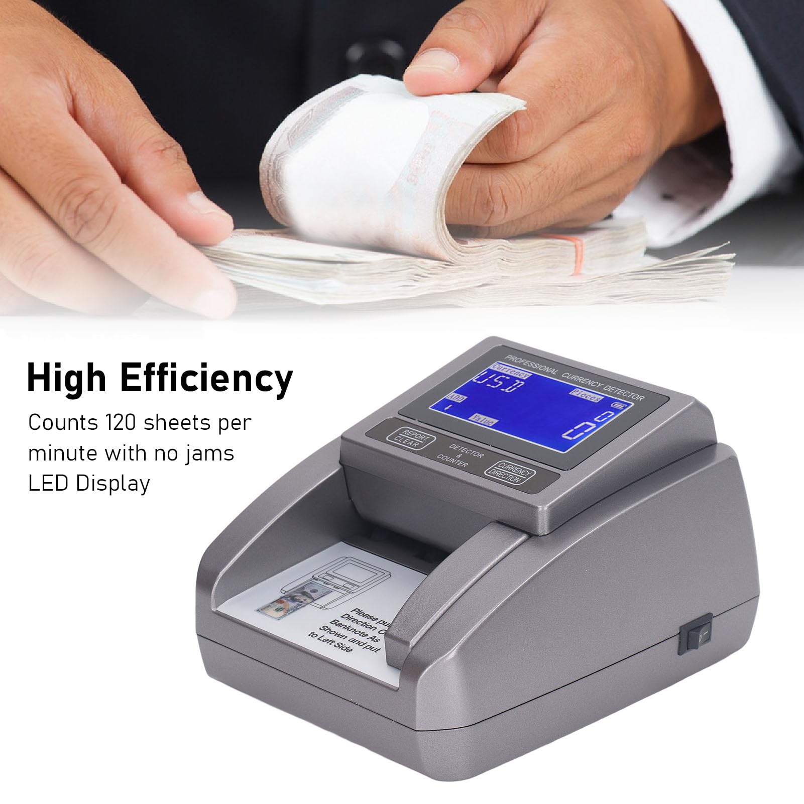 Commercial Money Counter Machine with IR, MG, MT Detection - Accurate Bill Counter with HD LCD Display for Banks & Retail Stores | Perfect for Cash Handling in Businesses, Banks, and Retail Shops (US)